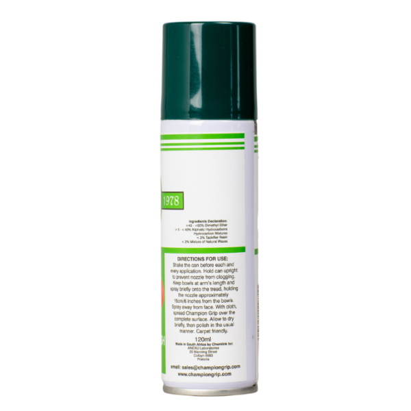 Champion Grip Spray for Lawn Bowls Directions 5040200