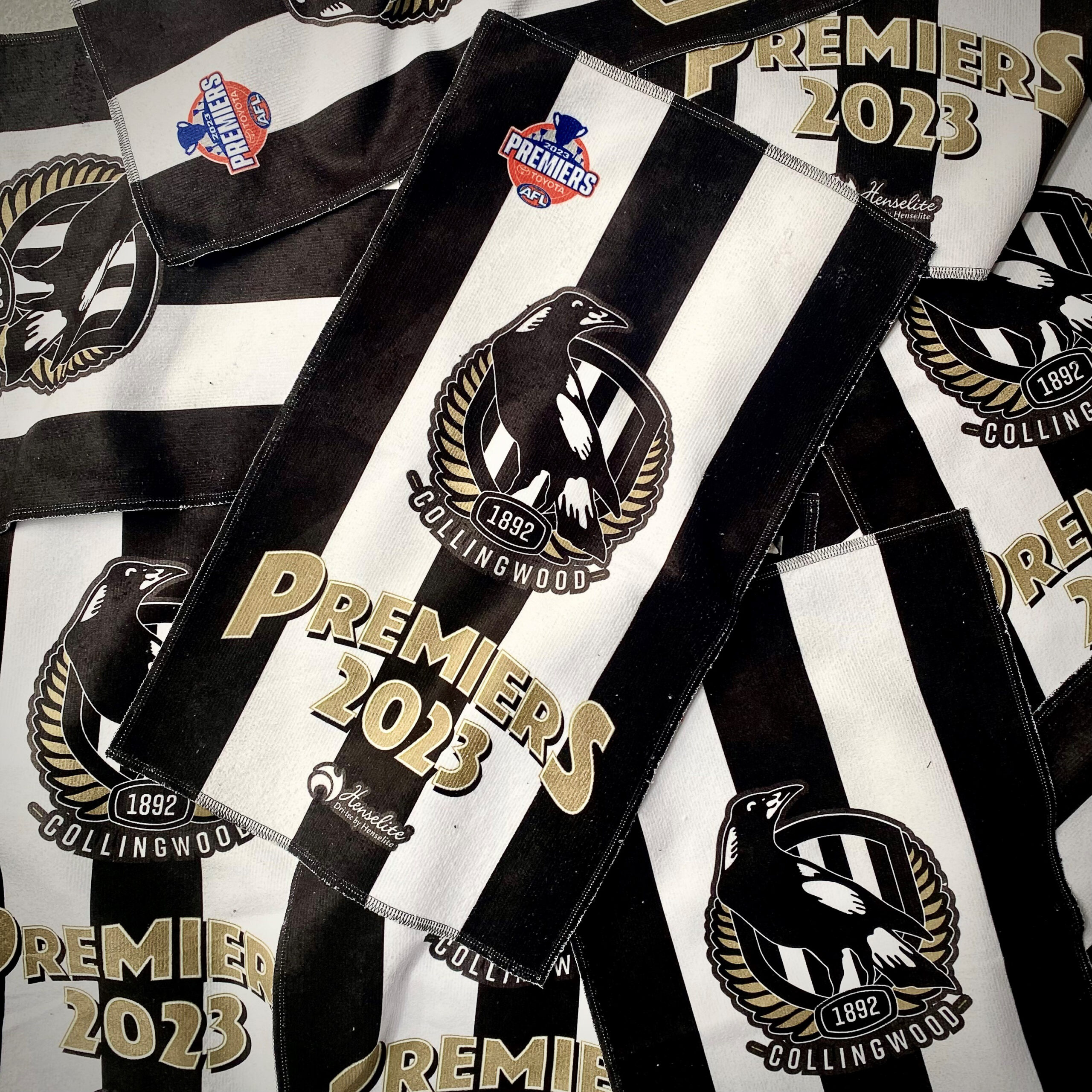 Henselite_AFL_Premeiers_2023_Collingwood_ towel_Stack