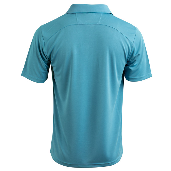 Henselite Mens Charcoal Bamboo Polo Ocean Blue Back