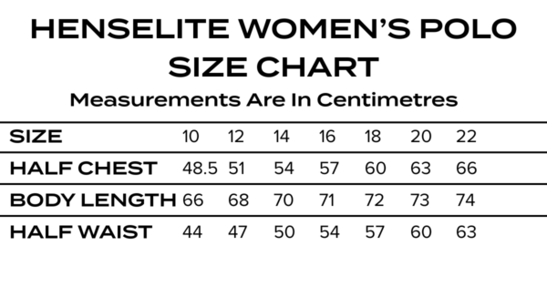 Spectrum & Velocity Women's Polo Size Chart