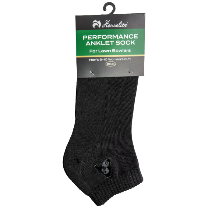 Henselite Performance Anklet Sock Black Front Henselite Performance Anklet Sock Black Front
