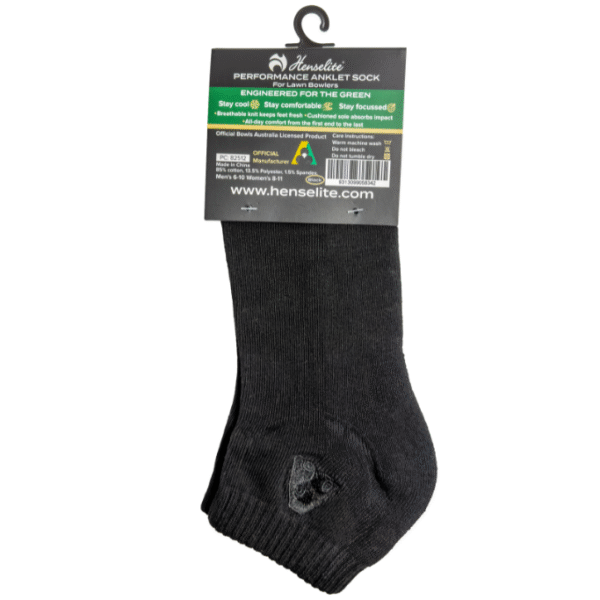 Henselite Performance Anklet Sock Black Rear Henselite Performance Anklet Sock Black Rear
