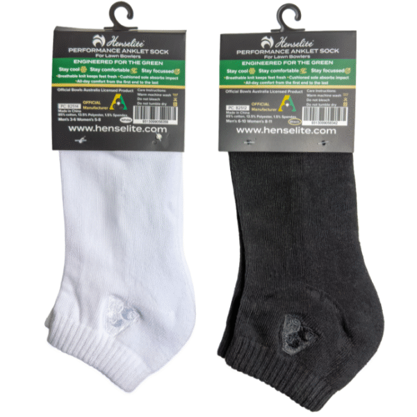 Henselite Performance Anklet Sock Overview Rear Black & White Henselite Performance Anklet Sock Overview Rear Black & White