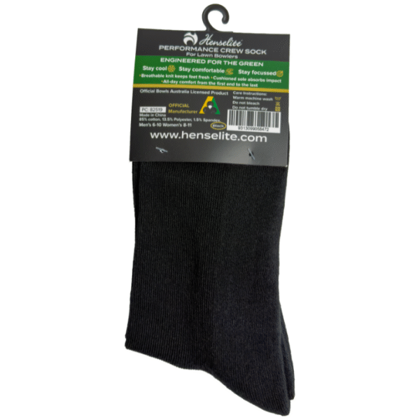 Henselite Performance Crew Socks Black Rear