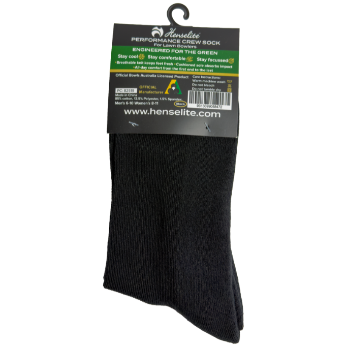 Henselite Performance Crew Socks Black Rear
