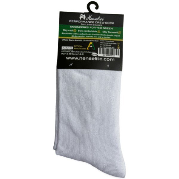 Henselite Performance Crew Socks White Rear