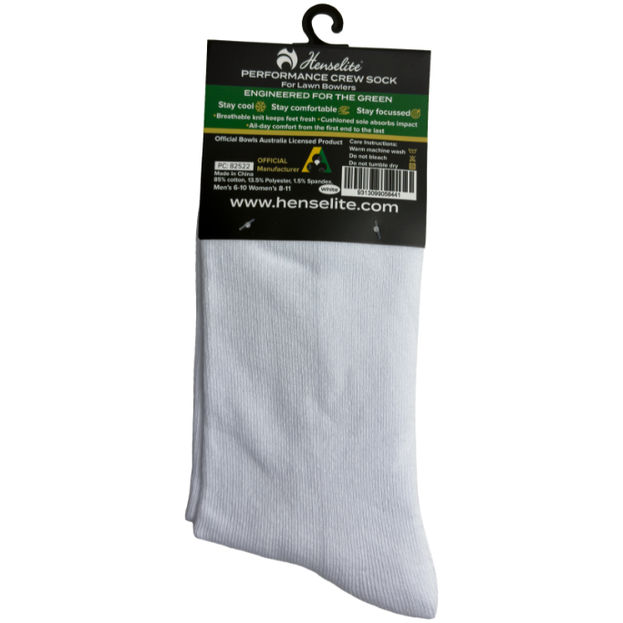 Henselite Performance Crew Socks White Rear