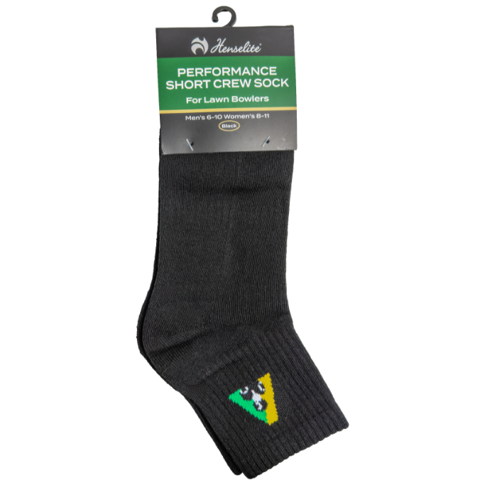 Henselite Short Crew Sock Black Front Henselite Short Crew Sock Black Front
