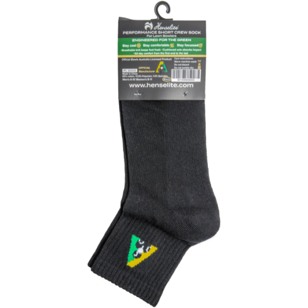 Henselite Short Crew Sock Black Rear Henselite Short Crew Sock Black Rear