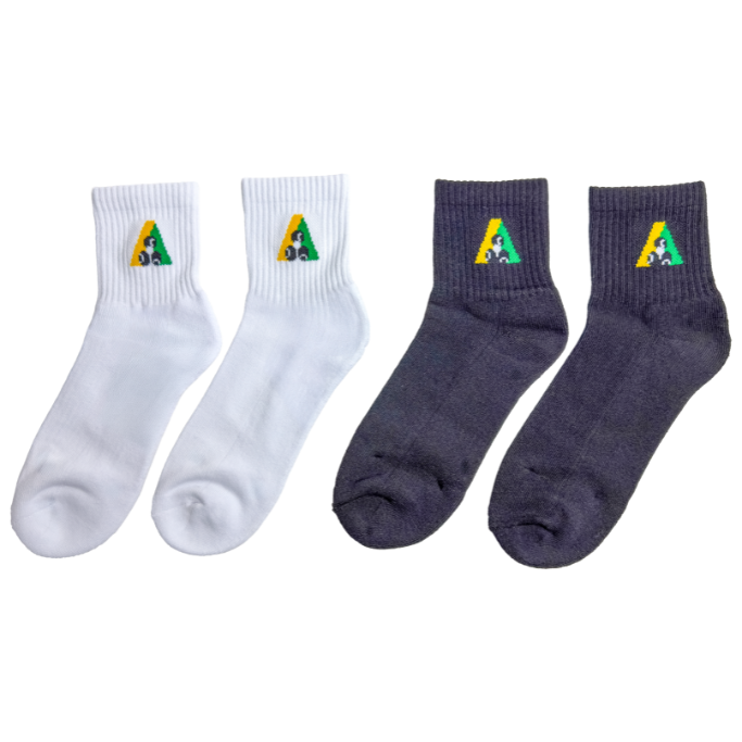 Henselite Short Crew Sock White & Black Dual Henselite Short Crew Sock White & Black Dual