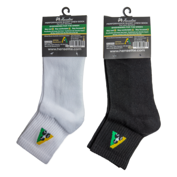 Henselite Short Crew Sock Overview Rear Black & White Henselite Short Crew Sock Overview Rear Black & White
